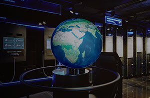 Skats no Latvijas Bankas Zināšanu centra ar globusu 